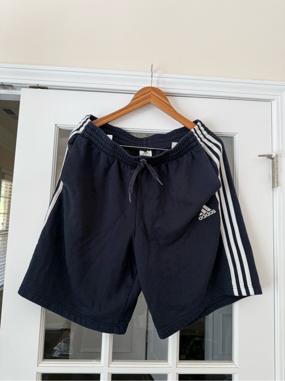 Adidas navy Men's Black Three-Stripe Athletic Shorts men’s XL